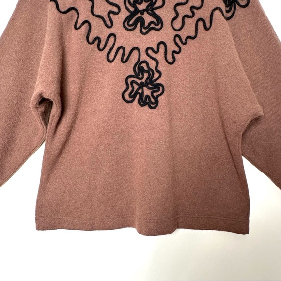 Vintage Boho Mocha Mousse Western Dolman Sleeve Funnel Neck Wool Angora Sweater - Picture 4 of 12